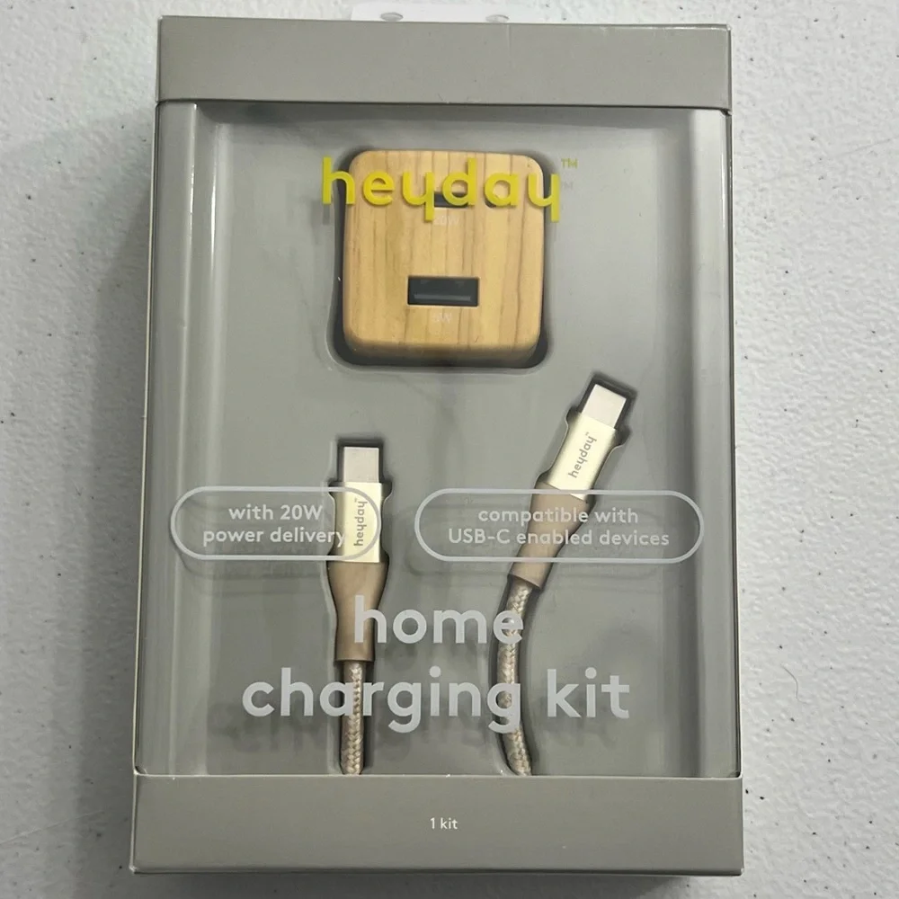 Heyday Home Charging Kit W 20W Power Delivery Compatible W USB-C Enabled Devices